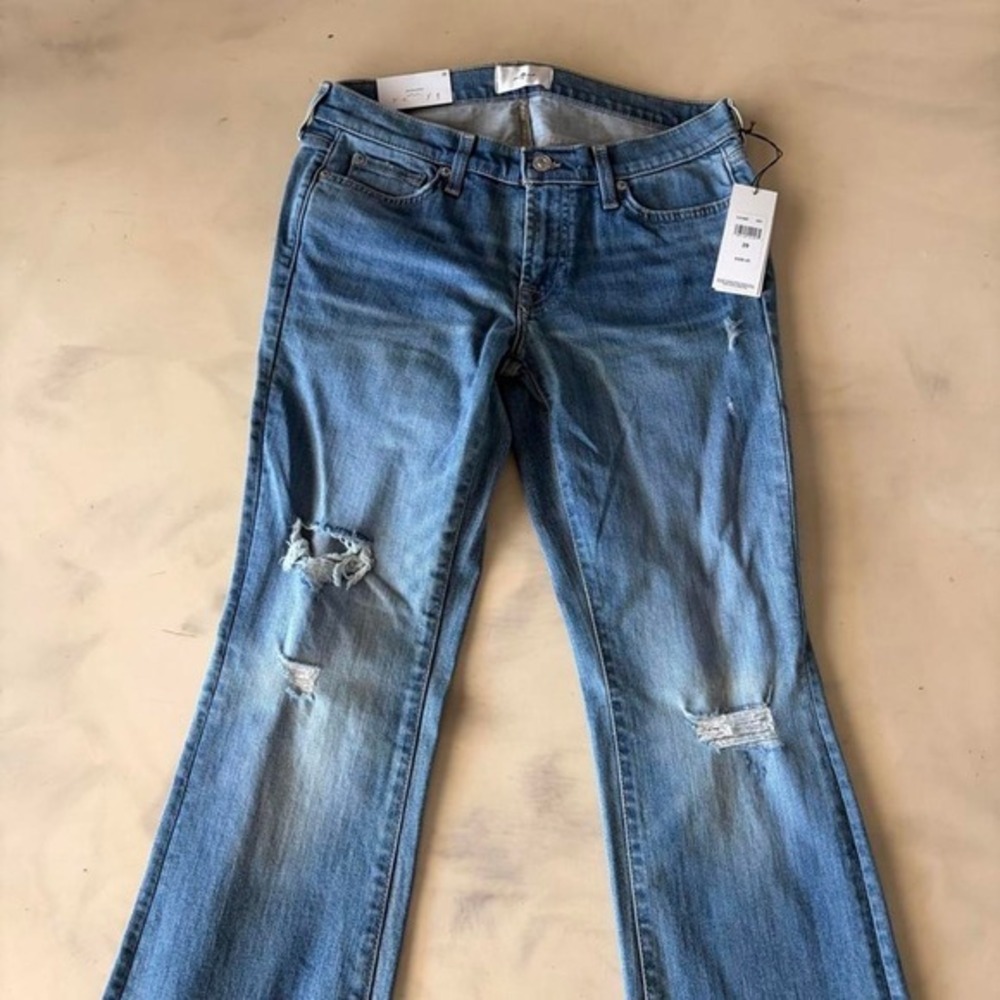 7 For All Mankind Original Bootcut Jeans Distressed Blue Denim NWT Sz 29 - Picture 4 of 5